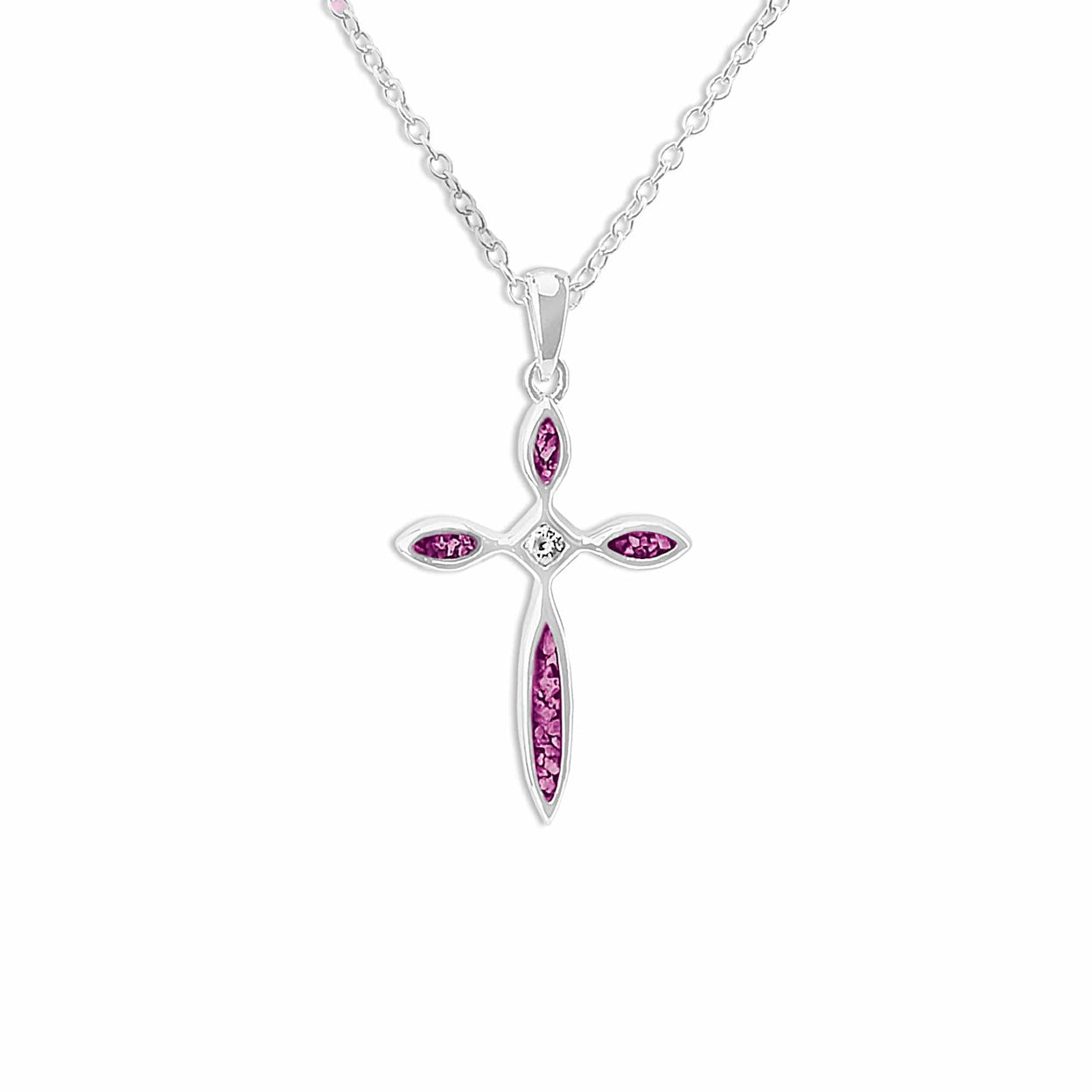 Load image into Gallery viewer, EverWith Unisex Solace Cross Memorial Ashes Pendant with Fine Crystal