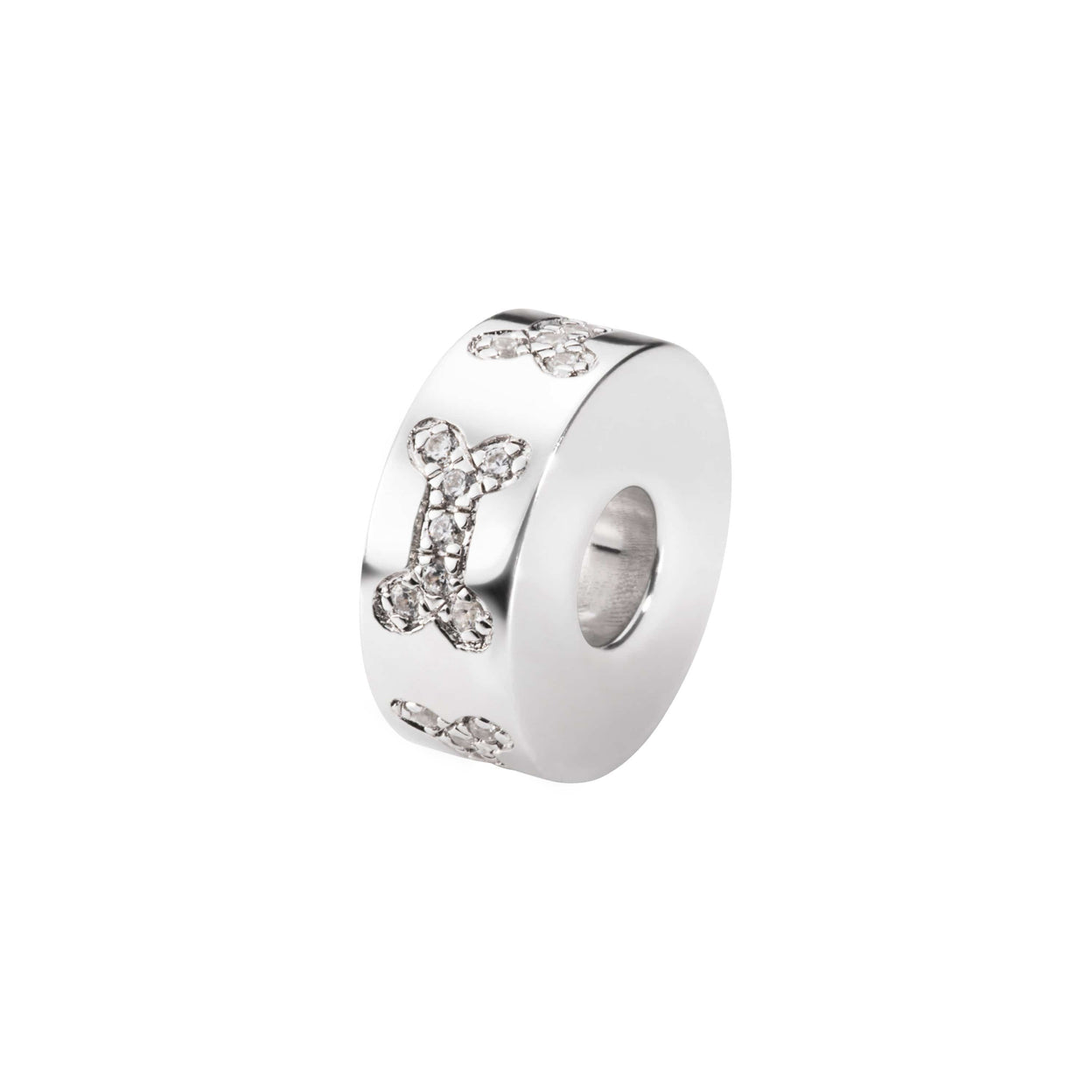Load image into Gallery viewer, EverWith Self-fill Round Dog Bone Memorial Ashes Charm Bead with Crystals