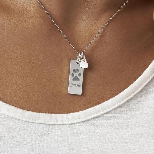 EverWith Engraved Tag with Heart Pawprint Memorial Pendants