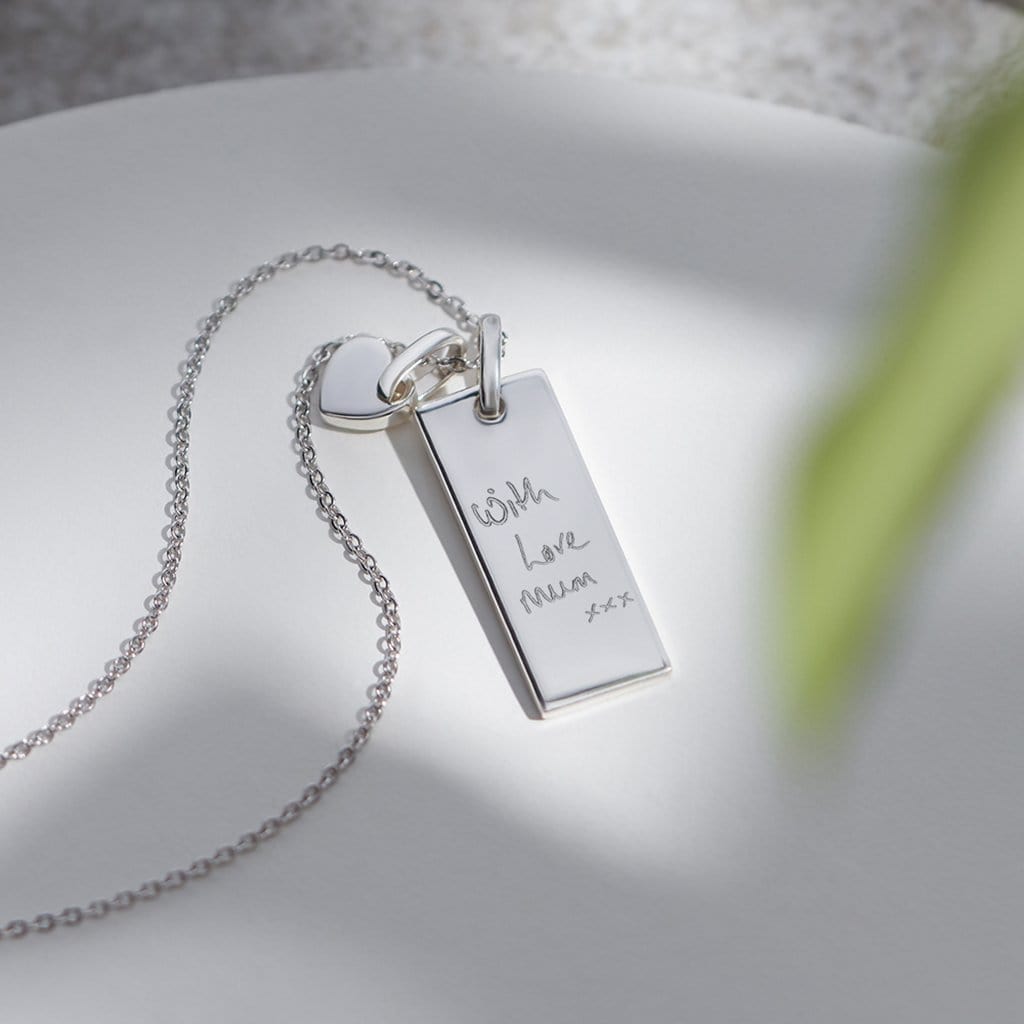 EverWith Engraved Tag with Heart Handwriting Memorial Pendants ...