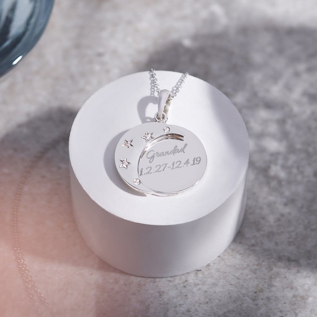 Load image into Gallery viewer, EverWith Engraved Moons Standard Engraving Memorial Pendants with Fine Crystal