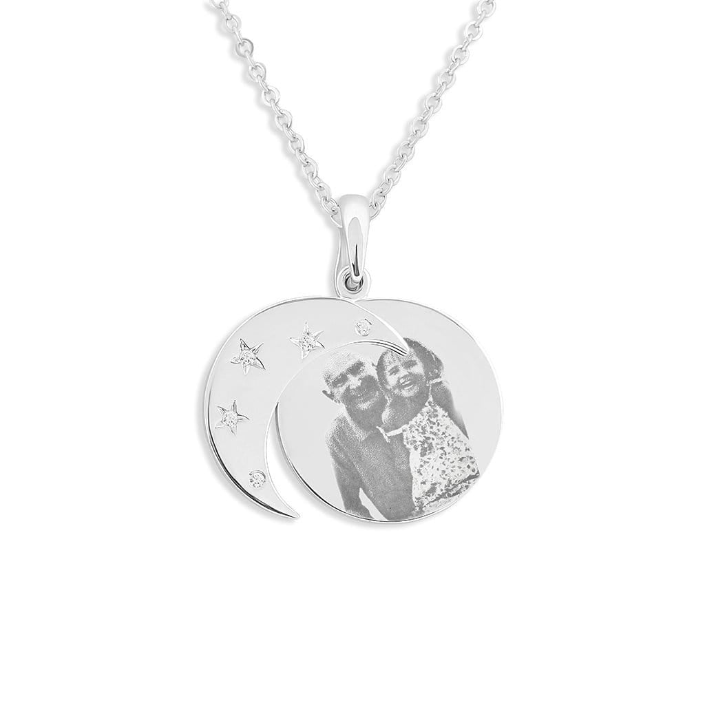 Load image into Gallery viewer, EverWith Engraved Moons Photo Engraving Memorial Pendants with Fine Crystal