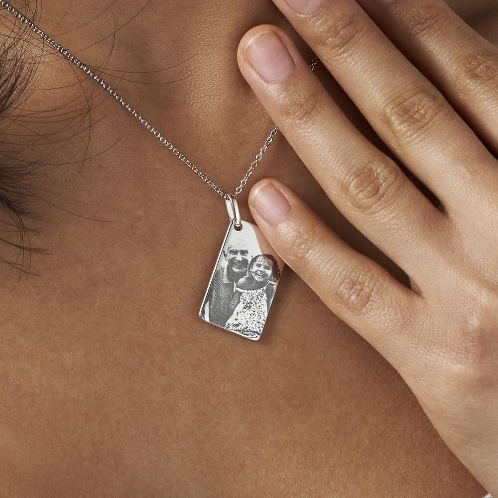 Load image into Gallery viewer, EverWith Engraved Love Tag Photo Engraving Memorial Pendant with Fine Crystals