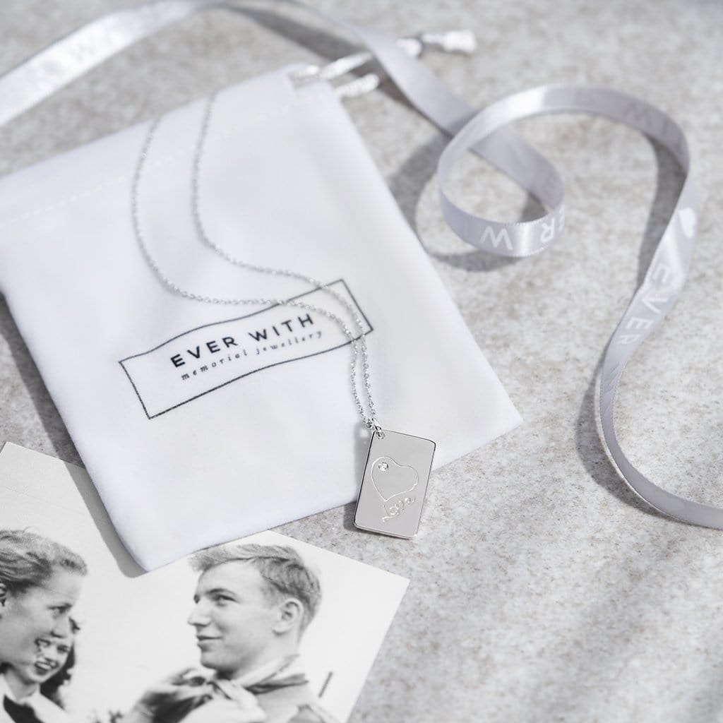 Load image into Gallery viewer, EverWith Engraved Love Tag Photo Engraving Memorial Pendant with Fine Crystals