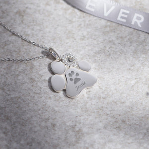 EverWith Engraved Paw Print Memorial Pawprint Pendant with Fine Crystals