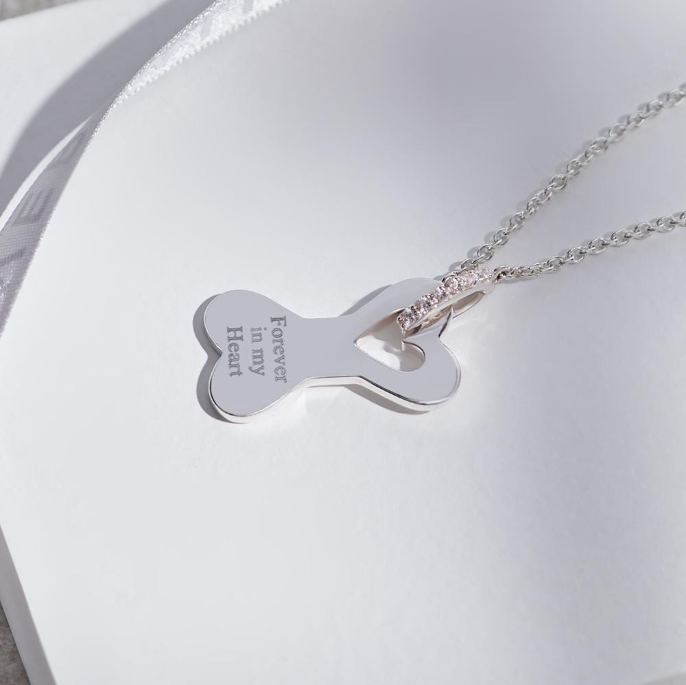Load image into Gallery viewer, EverWith Engraved Dog Bone Standard Engraving Memorial Necklace with Fine Crystals