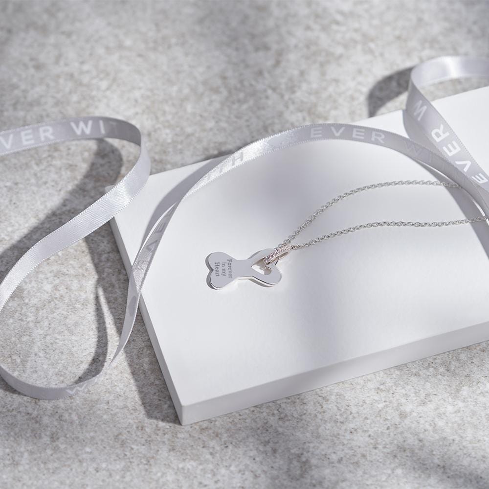 Load image into Gallery viewer, EverWith Engraved Dog Bone Standard Engraving Memorial Necklace with Fine Crystals