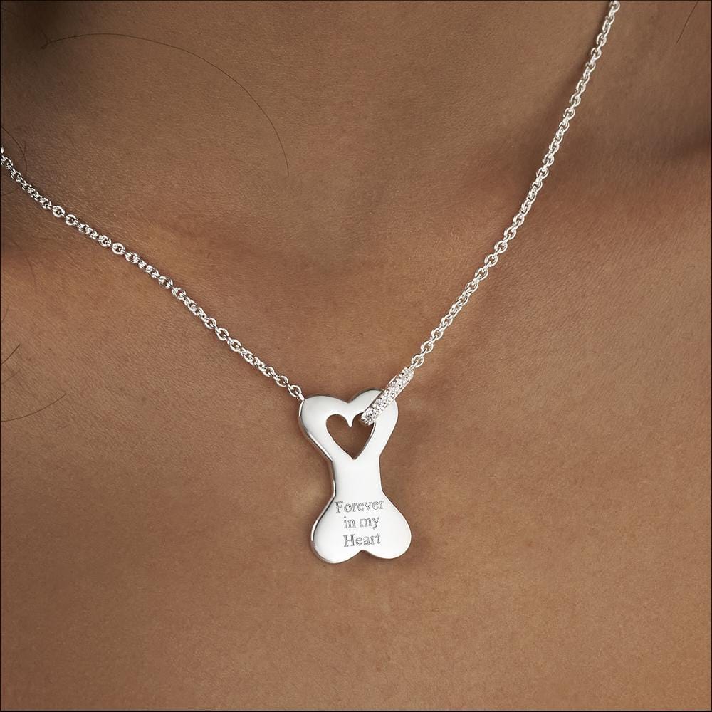 Load image into Gallery viewer, EverWith Engraved Dog Bone Standard Engraving Memorial Necklace with Fine Crystals