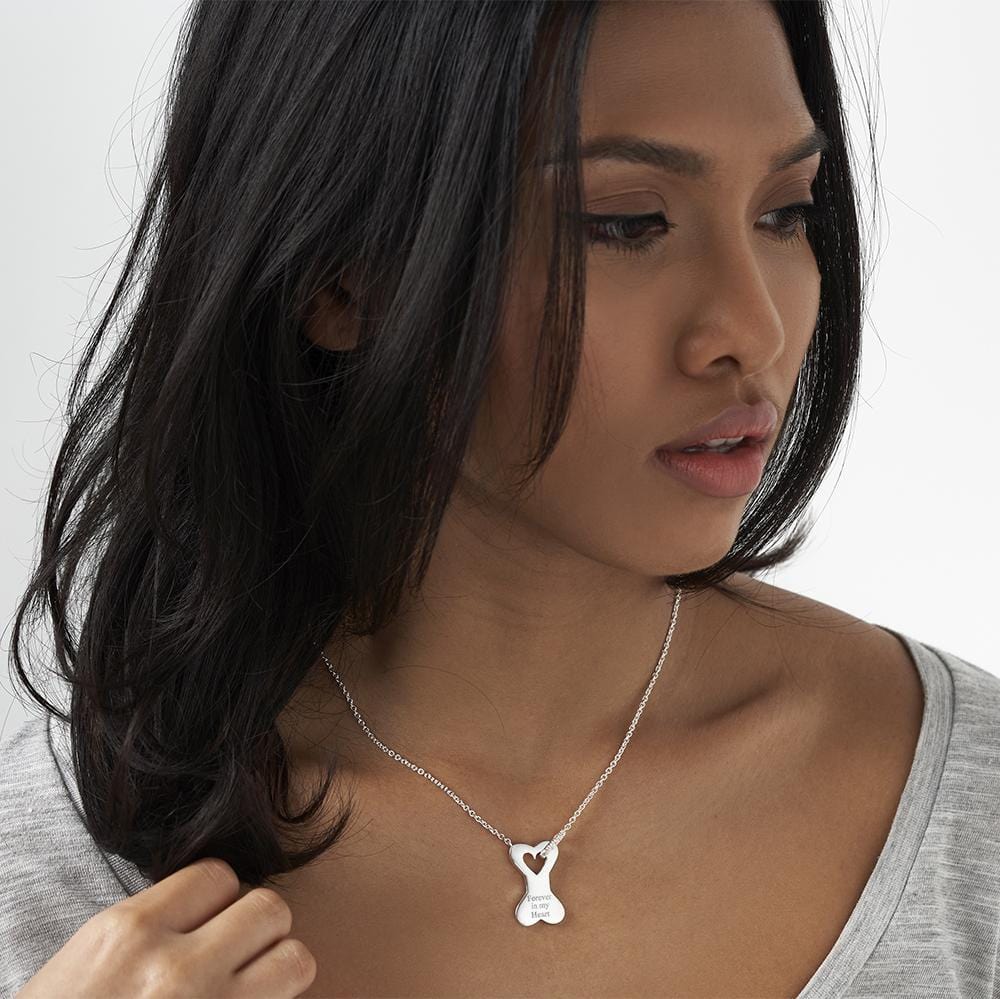 Load image into Gallery viewer, EverWith Engraved Dog Bone Standard Engraving Memorial Necklace with Fine Crystals