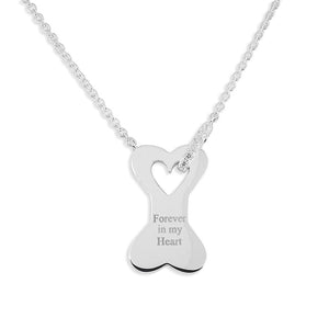 EverWith Engraved Dog Bone Standard Engraving Memorial Necklace with Fine Crystals