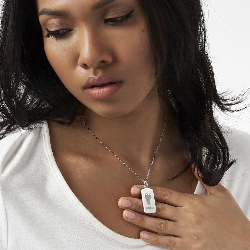 Load image into Gallery viewer, EverWith Engraved Tag Handprint or Footprint Memorial Pendant
