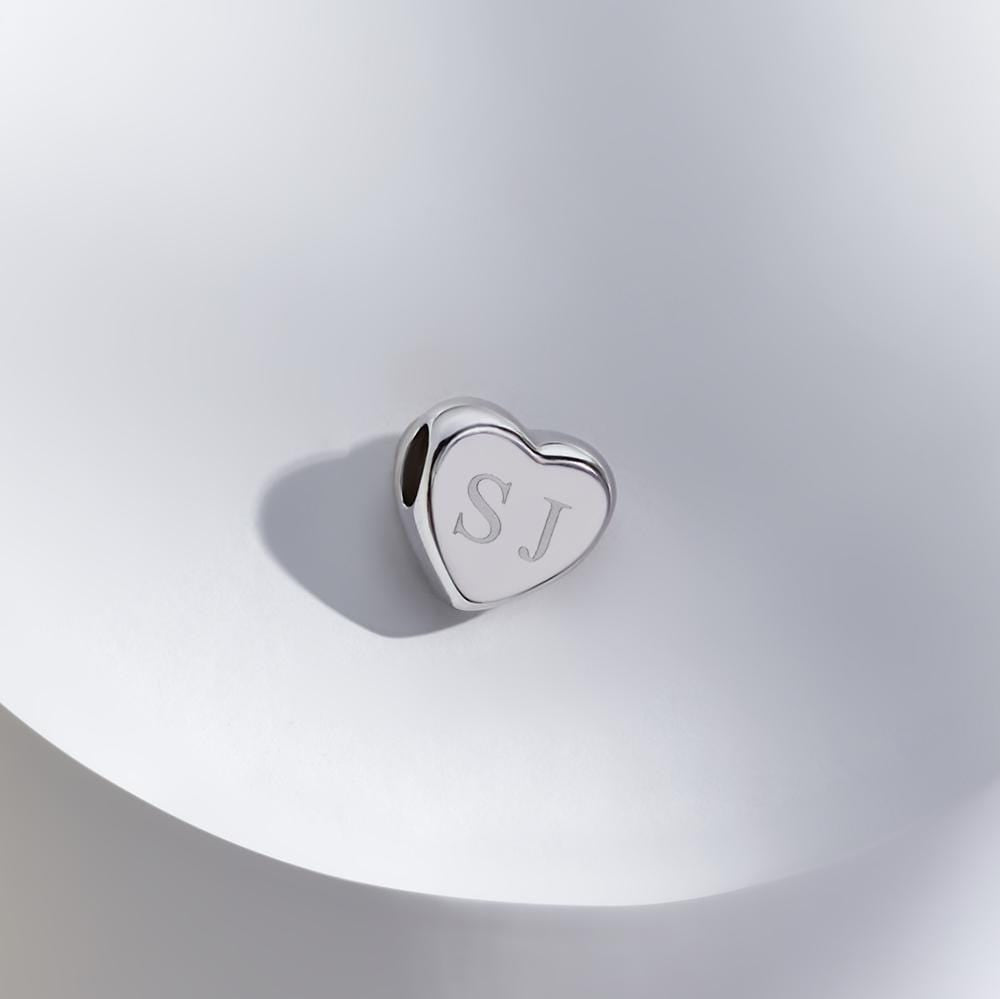 EverWith Engraved Heart Standard Engraving Memorial Charm Bead ...