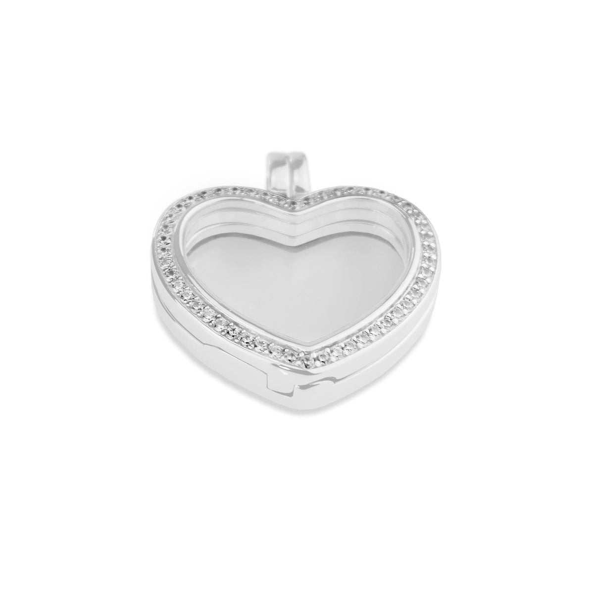 EverWith Large Heart Glass Locket Sterling Silver Cremation Ashes Lock ...