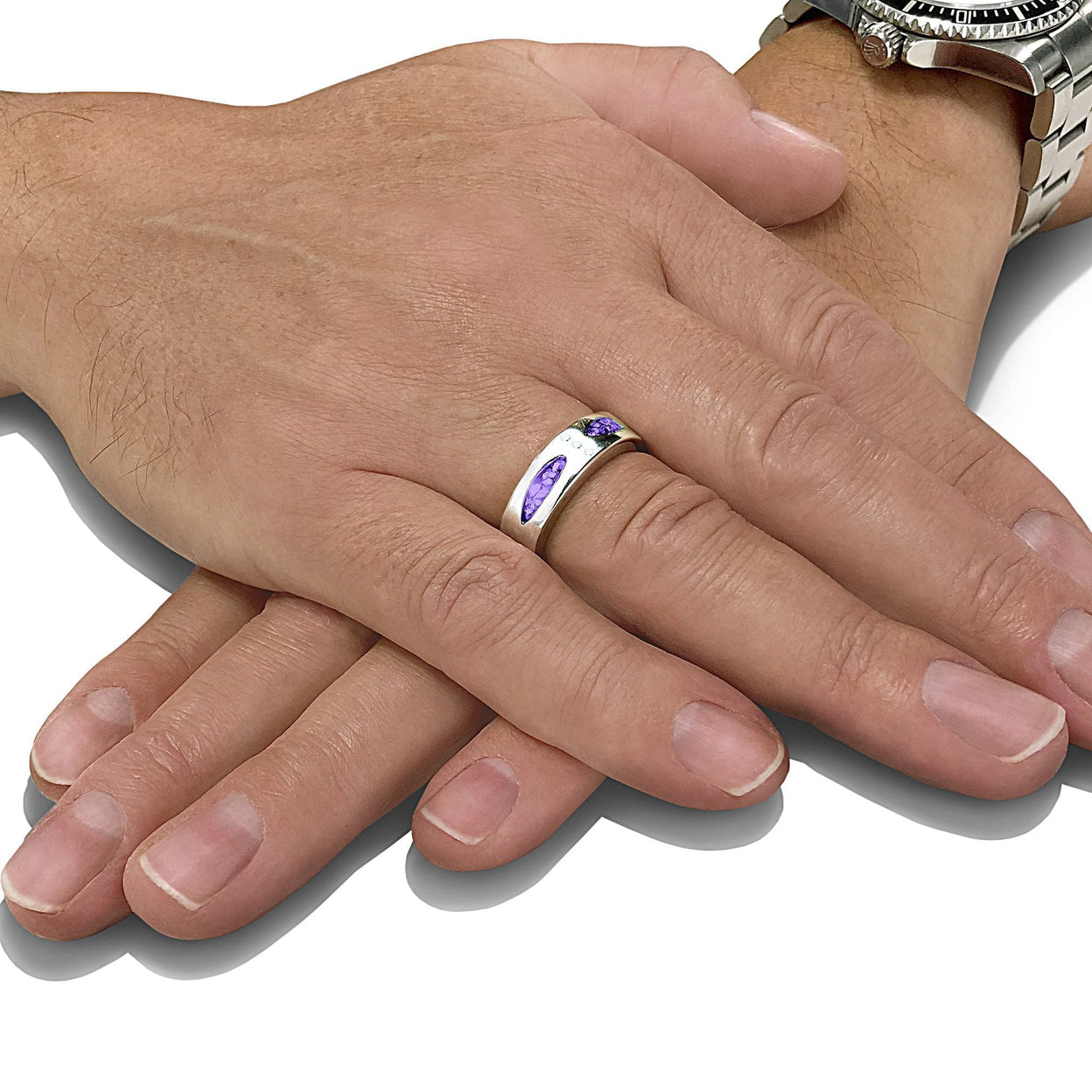 Load image into Gallery viewer, EverWith Unisex Three Together Memorial Ashes Ring with Fine Crystals